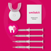 نمای داخل جعبه کیت سفیدکننده Smilekit بههمراه LED و لوازم