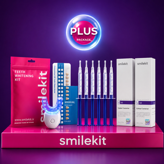 پک سفیدکننده دندان SmileKit Plus | خمیر دندان V34 (۲عدد) + کیت بلیچینگ حرفهای(۶ سرنگ)